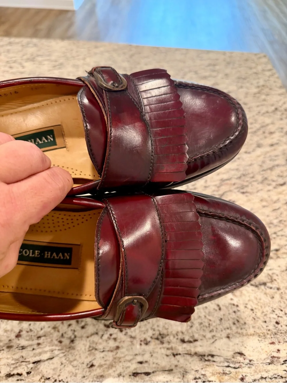Cole Haan Shoes Men’s Size 10.5 D Burgundy Kiltie Monk Strap Loafers Italy 3516